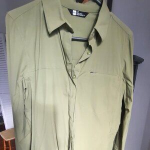 MEC hiking shirt, high vis green with zipper pocket